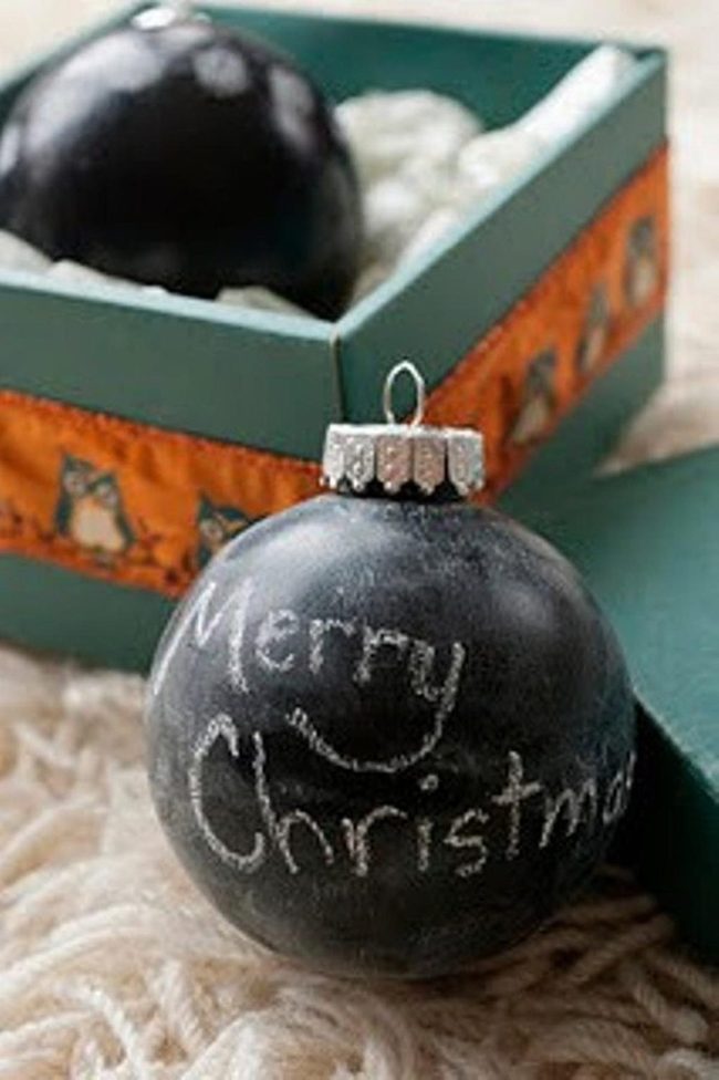 White Script On Black Ornament