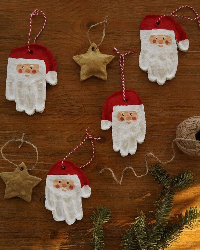 Red Wood Santa Ornaments