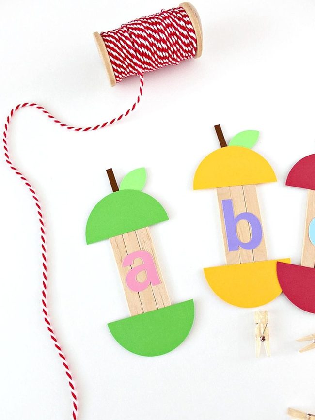 Red Striped Twine Apple Craft