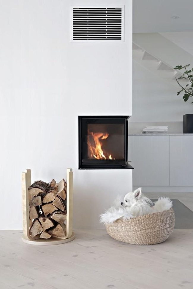 Black Fireplace Orange Flames