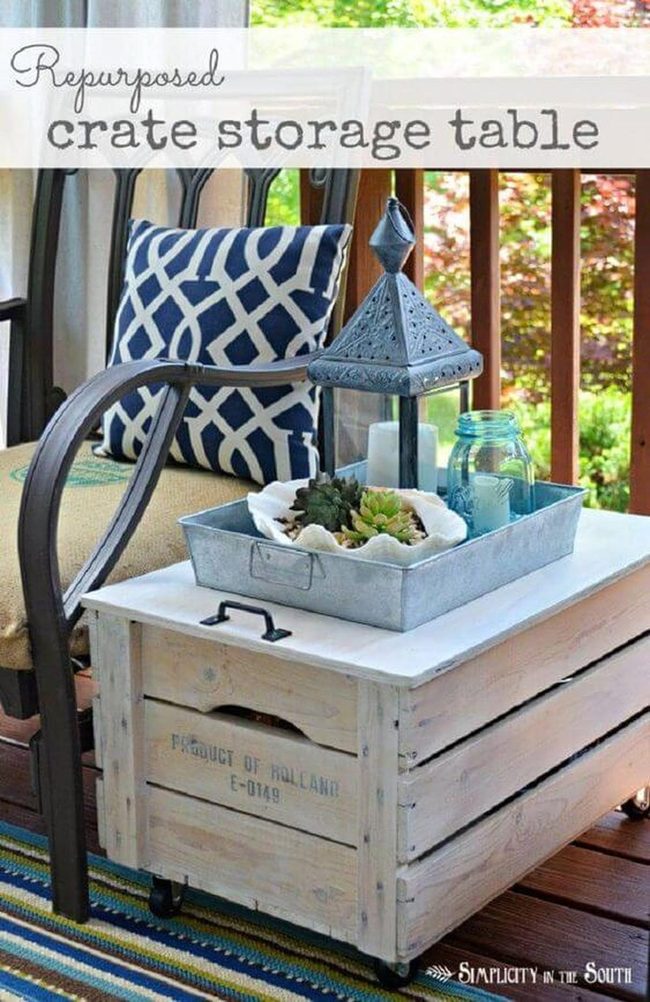 Natural Wood Crate Storage Tables