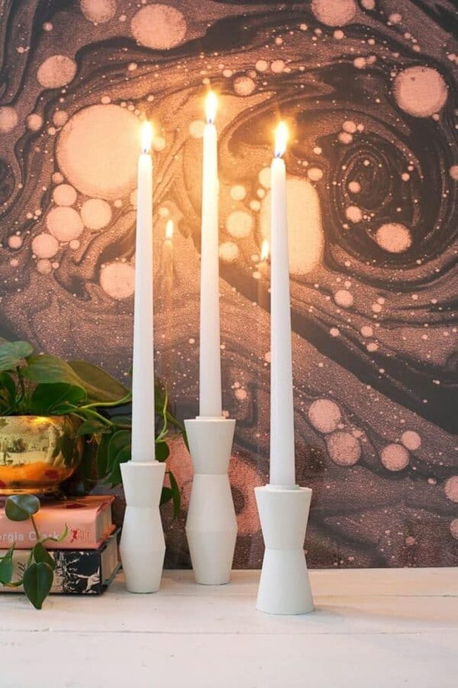 Plaster Mid-Century Candlestick Holders