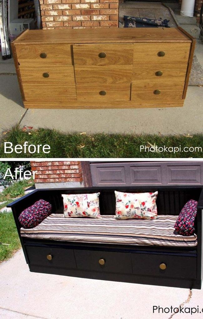 Dresser-To-Bench Storage Hack