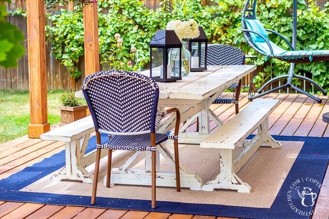 Distressed White Farmhouse Table
