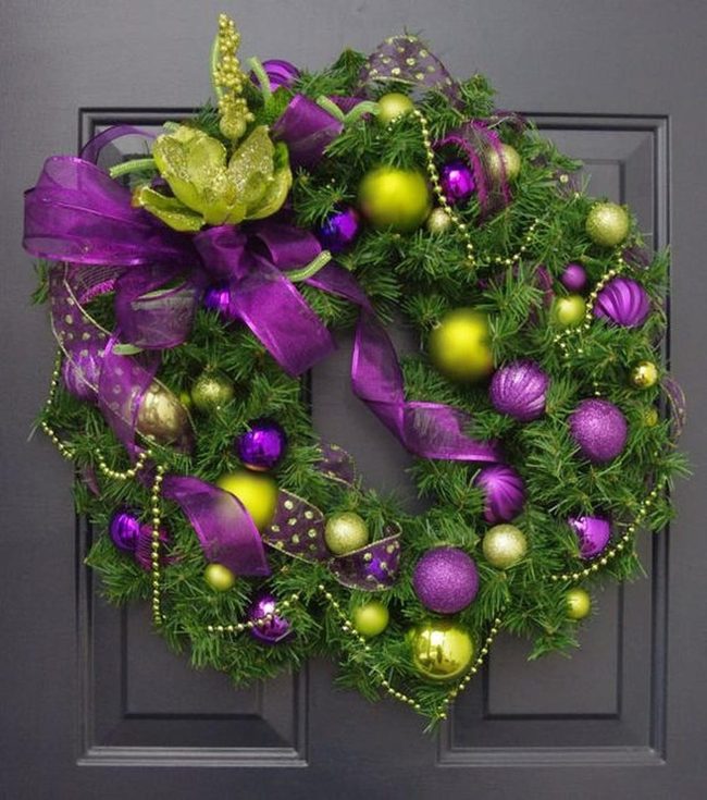 Purple Green Wreath Entrance