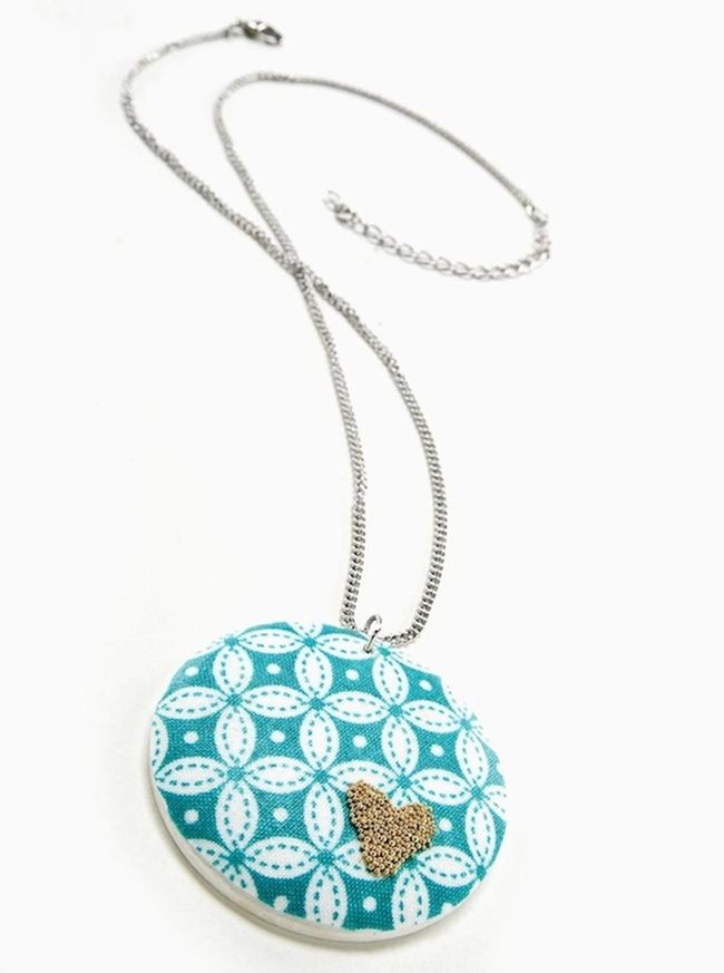 Blue Ceramic Heart Pendant