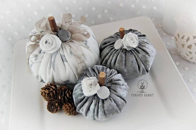 Silver Velvet Pumpkin Centerpieces
