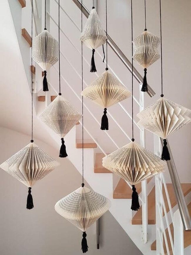 Folded Book Page Ornaments
