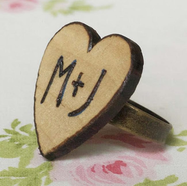 Charred Wood Heart Rings