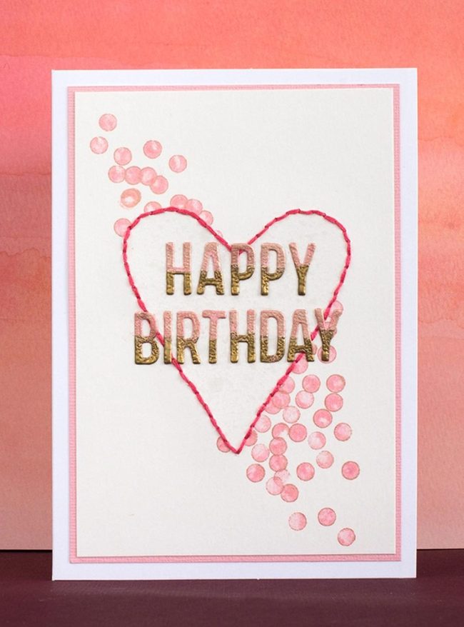 Pink Thread Heart Gold Birthday