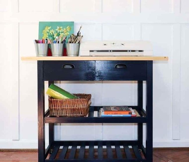 Black Frame Light Wood Desk