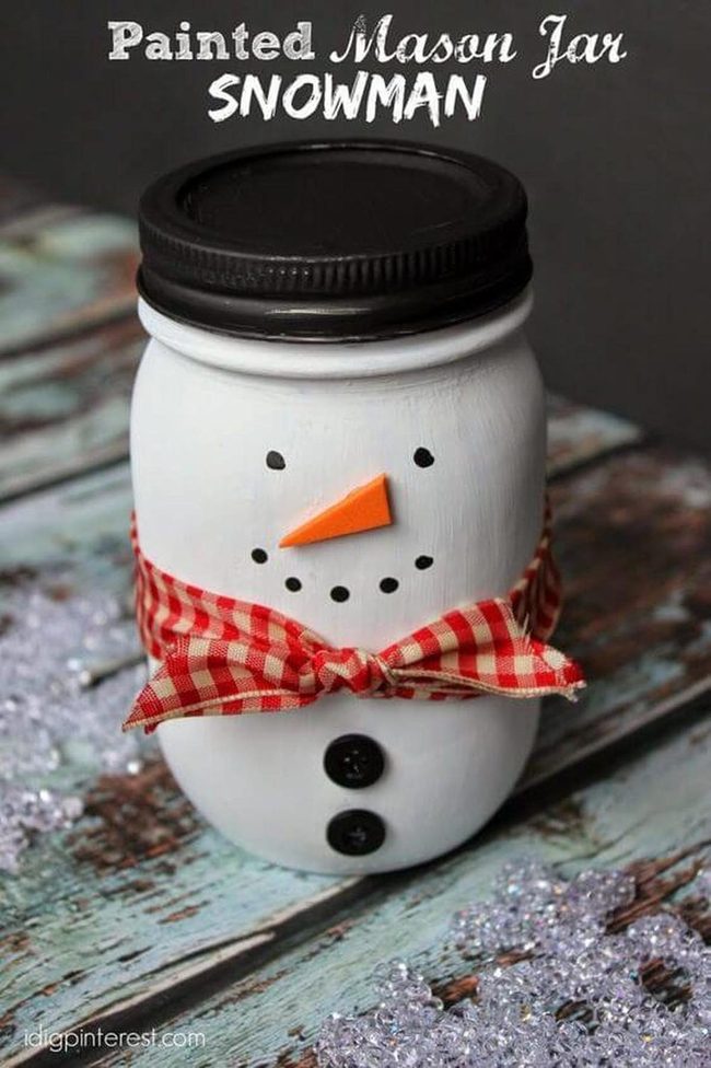 White Jar Snowman Orange Nose