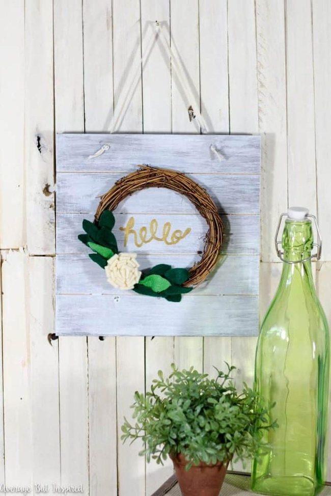 Painted Wood Hello Wreath