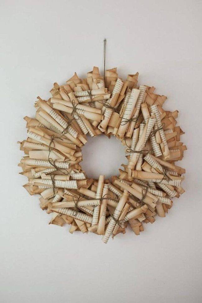 Yellowed Paper Book Wreath
