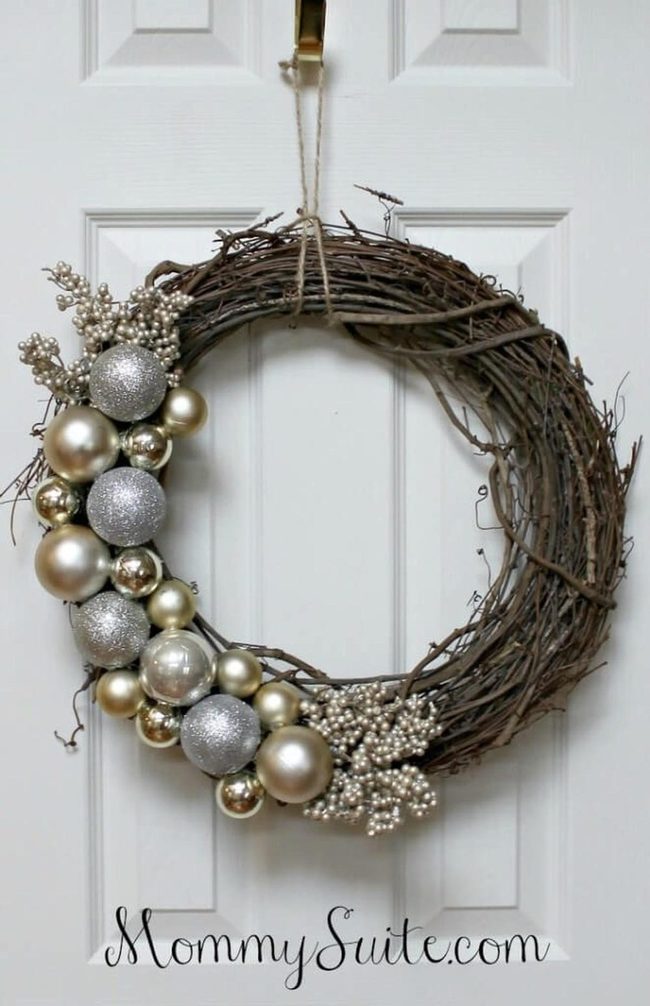 Gold And Silver Baubles Wreath
