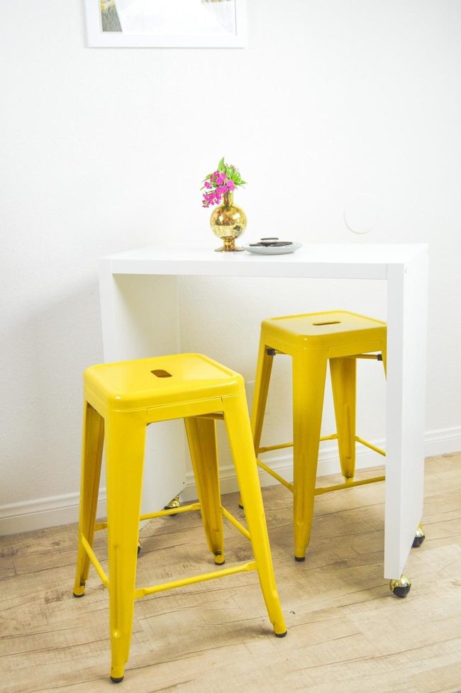 Yellow Metal Stools, White Minimalism