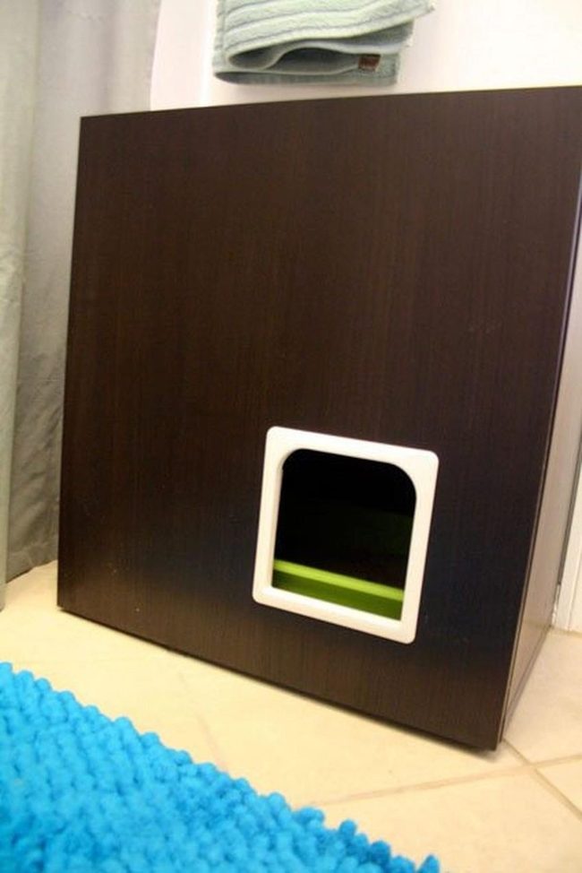 Dark Wood Pet Hideaways, Blue Rugs