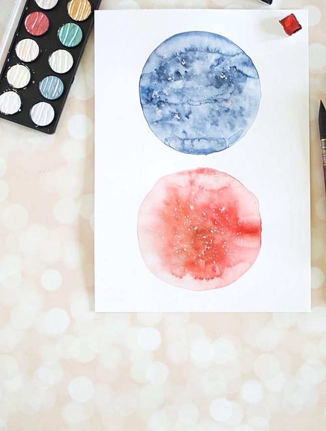 Blue And Red Watercolor Circles