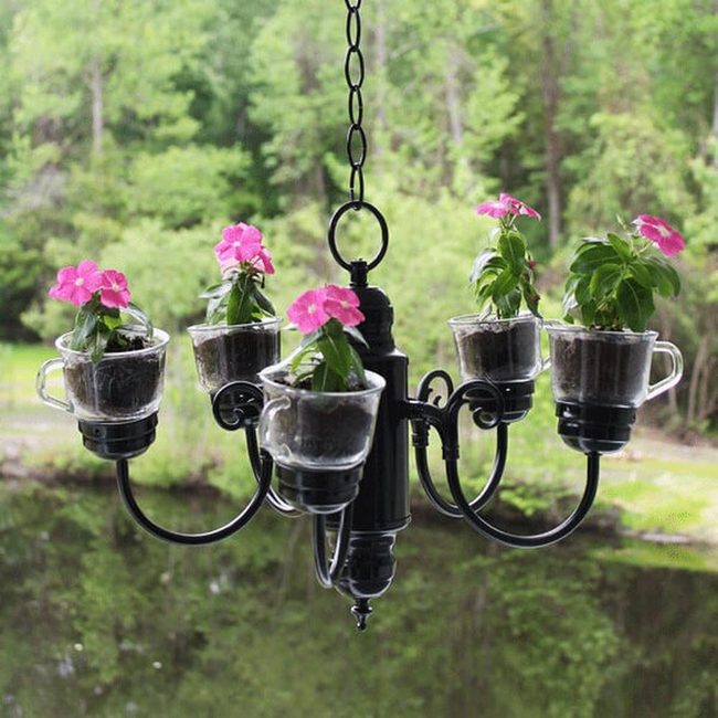 Vintage Glass Chandelier Garden