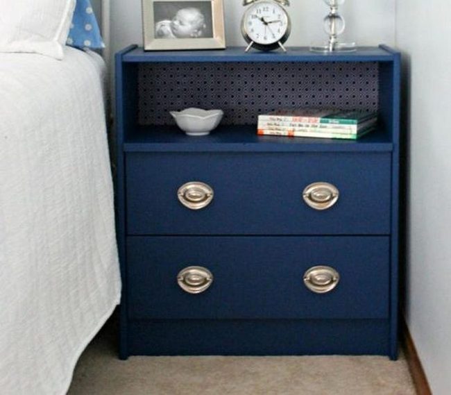 Navy Nightstand Silver Hardware
