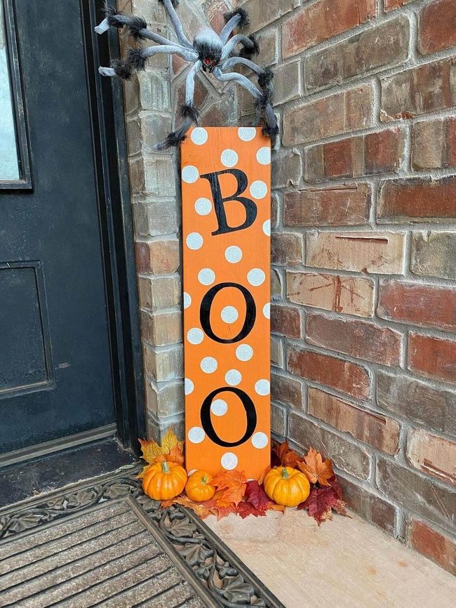 Orange Boo Sign With Polka Dots