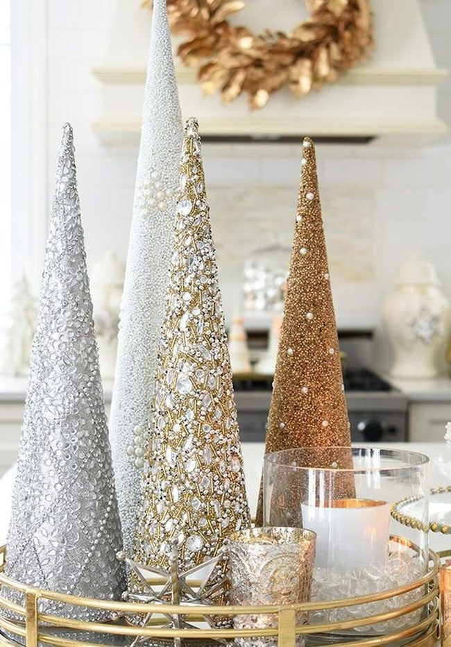 Pearl-Studded Gold Cone Display