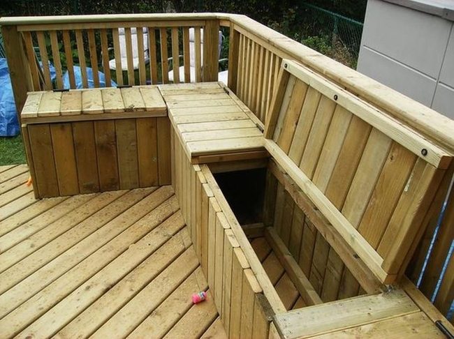 Warm Wood Deck With Storage