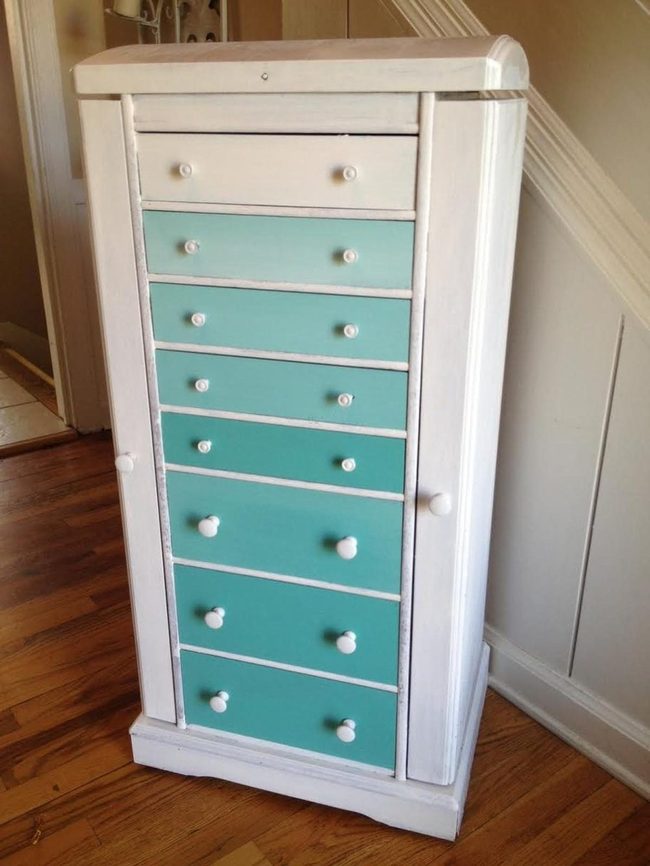White To Teal Gradient Dresser