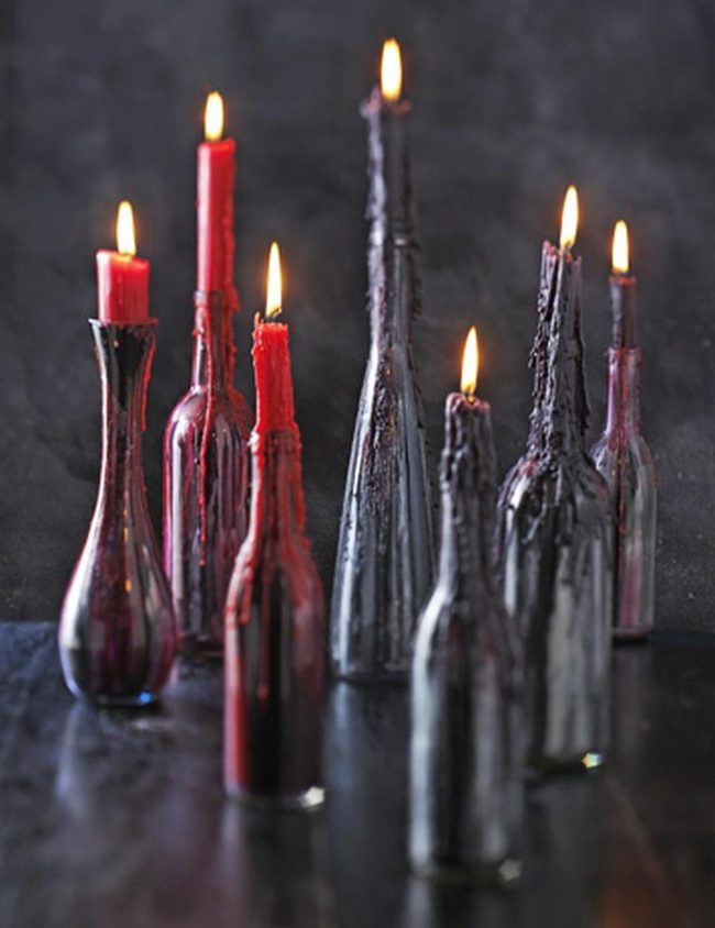 Red And Black Dripped Glass Candles