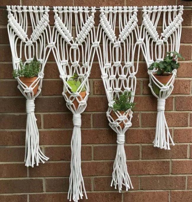 Cascading Macrame Plant Walls