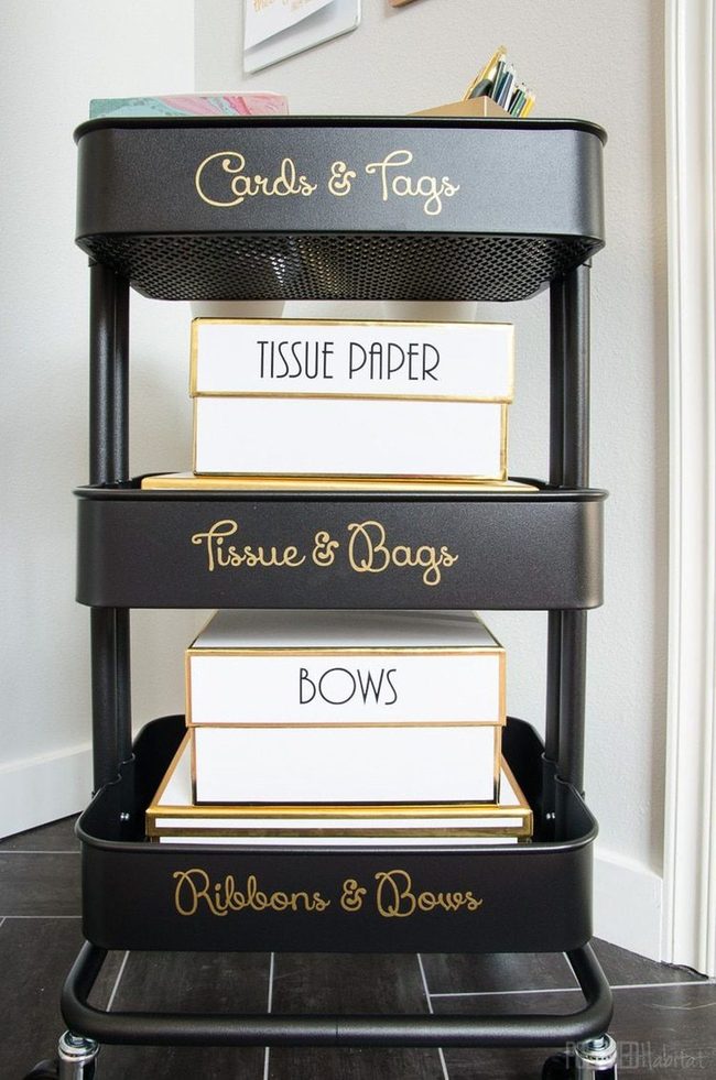Rolling Cart Gift Wrapping Station