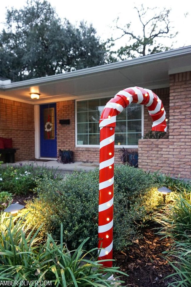 Giant Red Candy Canes Light Display