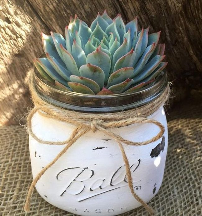 Luminous White Glass Succulent Planters