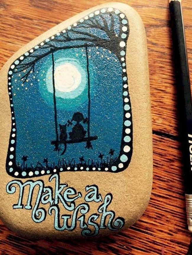 Midnight Blue Stone With Starry Wishes