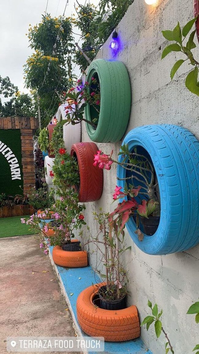 Painted Tire Living Walls