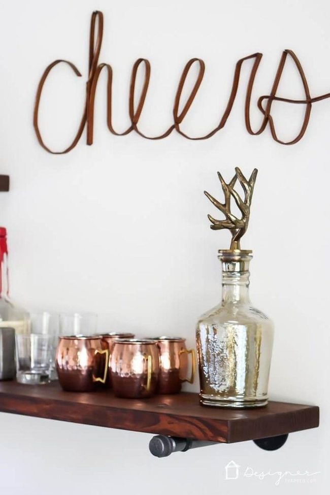 White Metal Pipe Bar Shelf