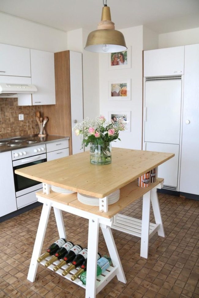 White Cabinets, Wood Island Statement