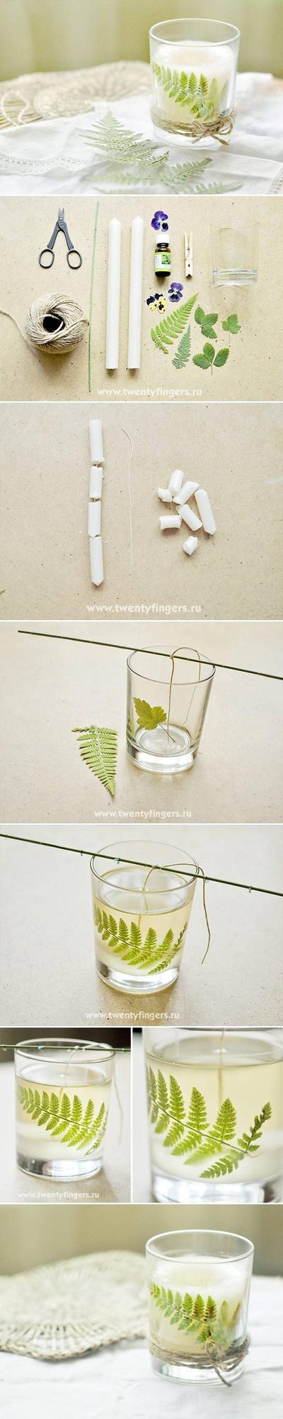Fern Leaf Candles Clear Glass