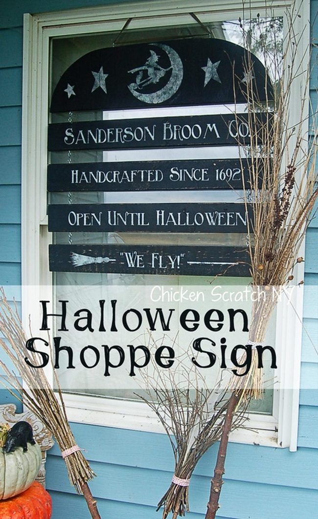 Handmade Black Wood Halloween Sign