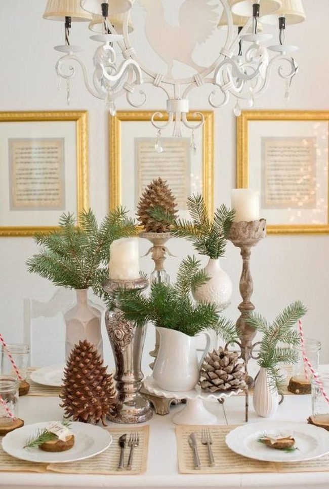 Pinecones And Gold Woodland Table