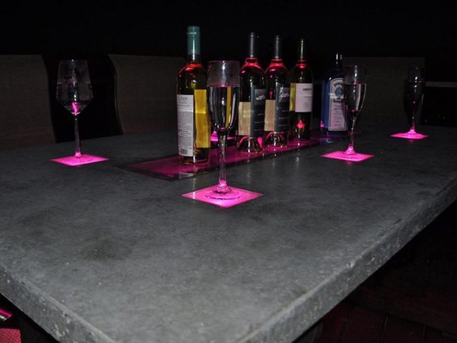 Pink-Lit Stone Bar Lounge