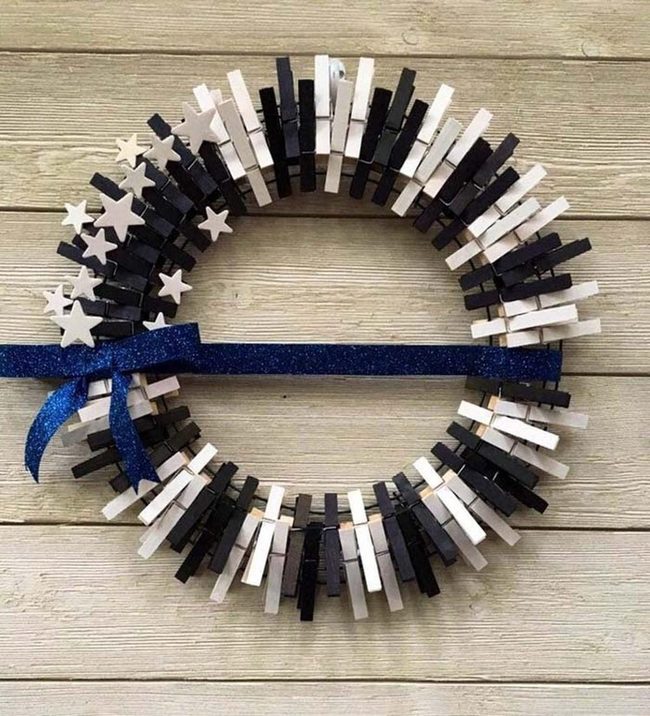 Starry Wreath With Clothespins