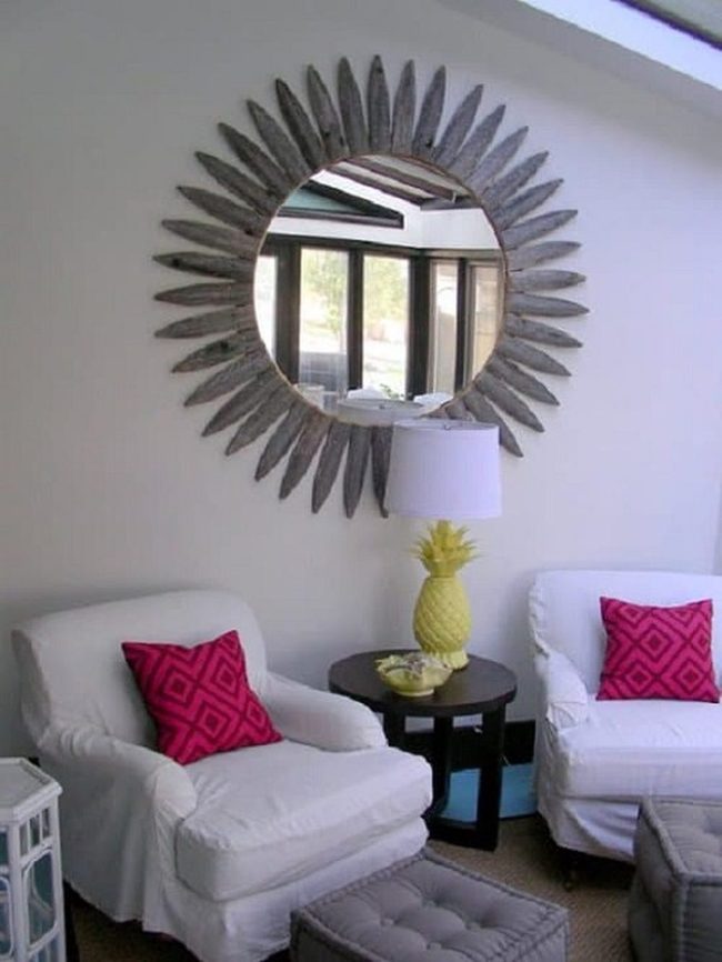 Weathered Wood Sunburst Mirrors