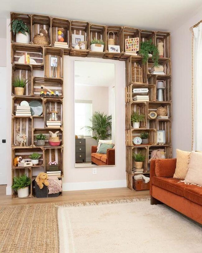 Wooden Crate Wall Shelves