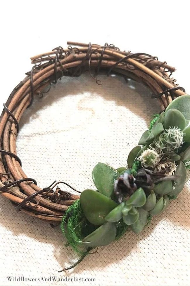 Faux Succulents Grapevine Wreath