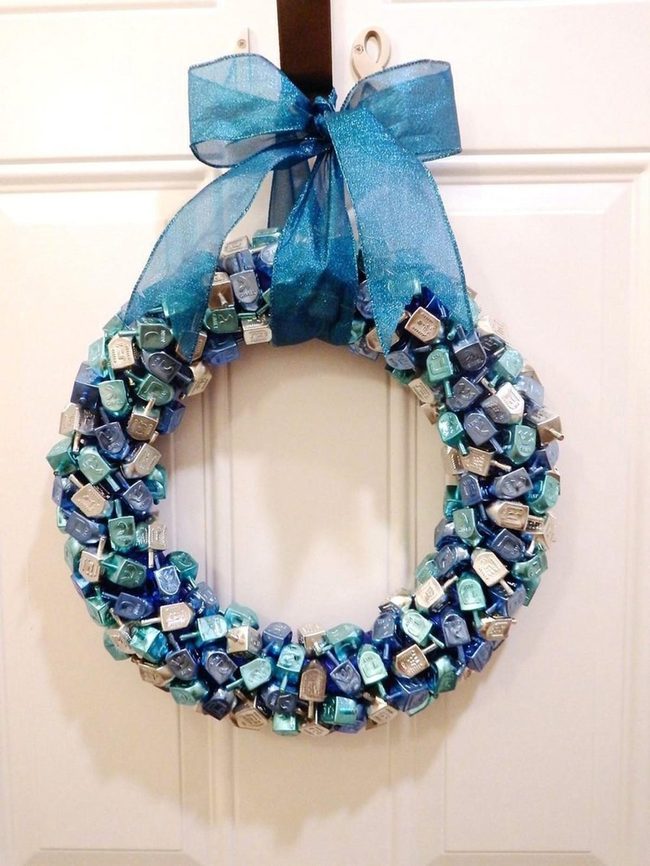 Blue Metallic Candy Wrapper Wreath