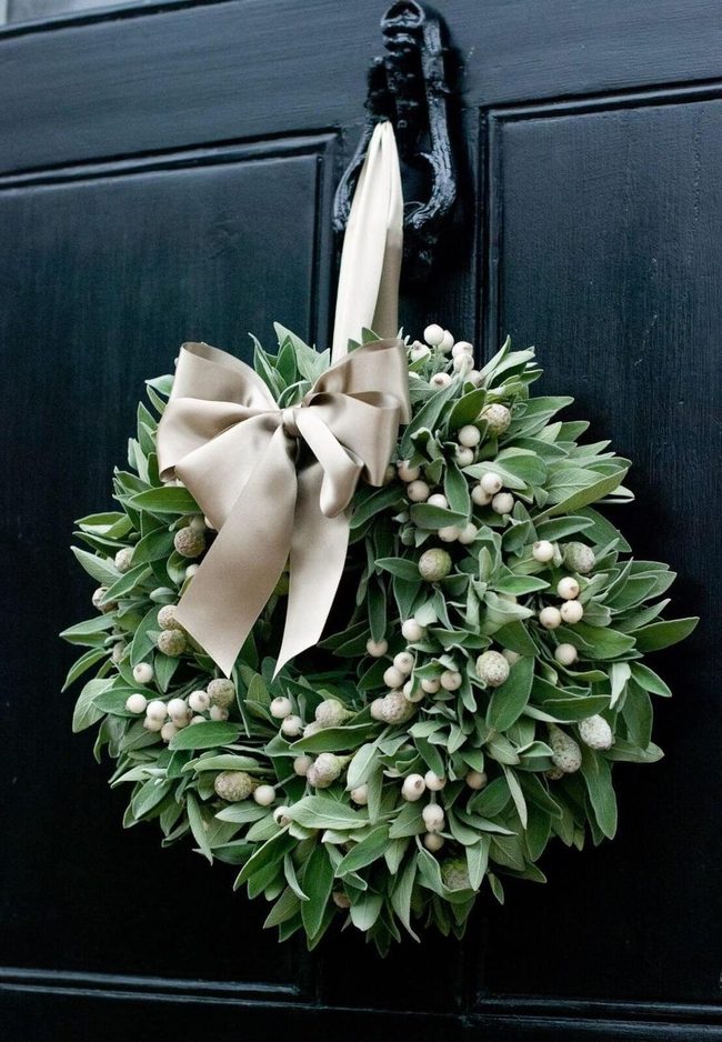 White Berry Sage Satin Wreath