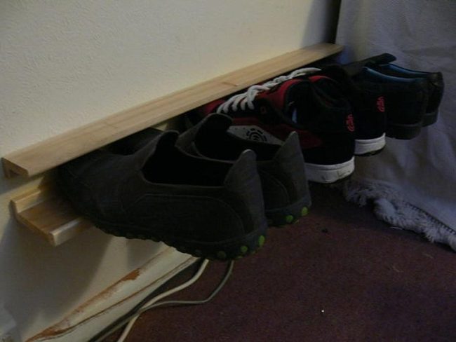 Black Sneakers On Natural Wood