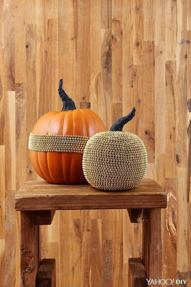 Gold-Beaded Pumpkins Autumn Shimmer