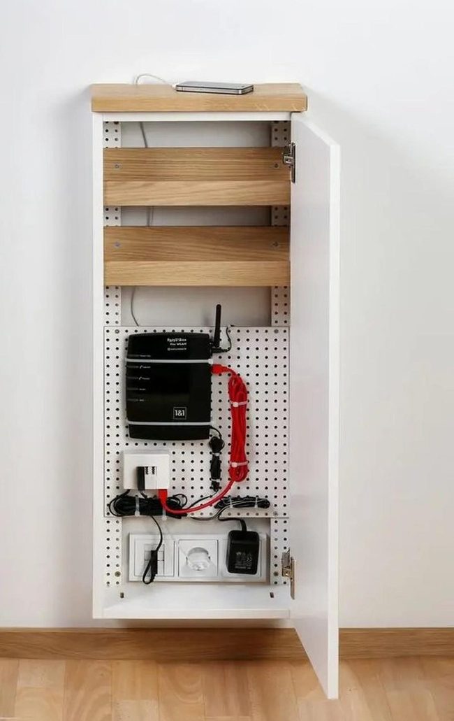 White Cabinets Red Cable Rush